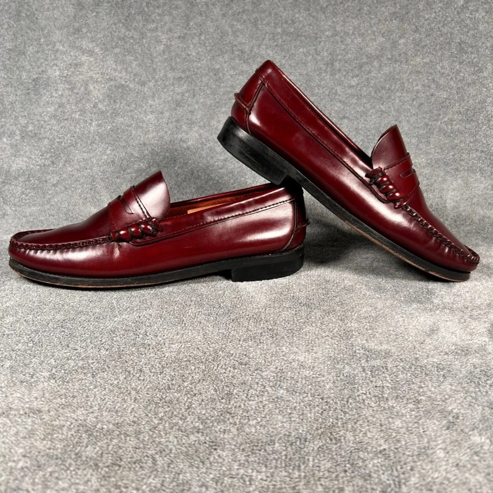 Antonio Parriego Burgundy Leather Penny Loafers Beefroll Mens 9 EU 42 Made Spain